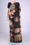 Multi Color Banarasi Tussar Georgette Saree with Checked design on the body and Fancy Border.  displayed on a mannequin