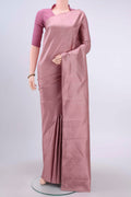 Mauve Kanchipuram Silk Saree with Zari Brocade on the body and Zari Border displayed on a mannequin