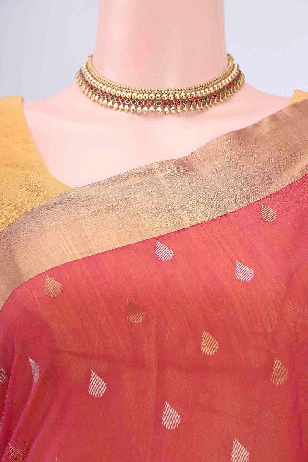 Border image of Pink Chanderi Silk Cotton Saree with Zari Butta on the body and Zari Border