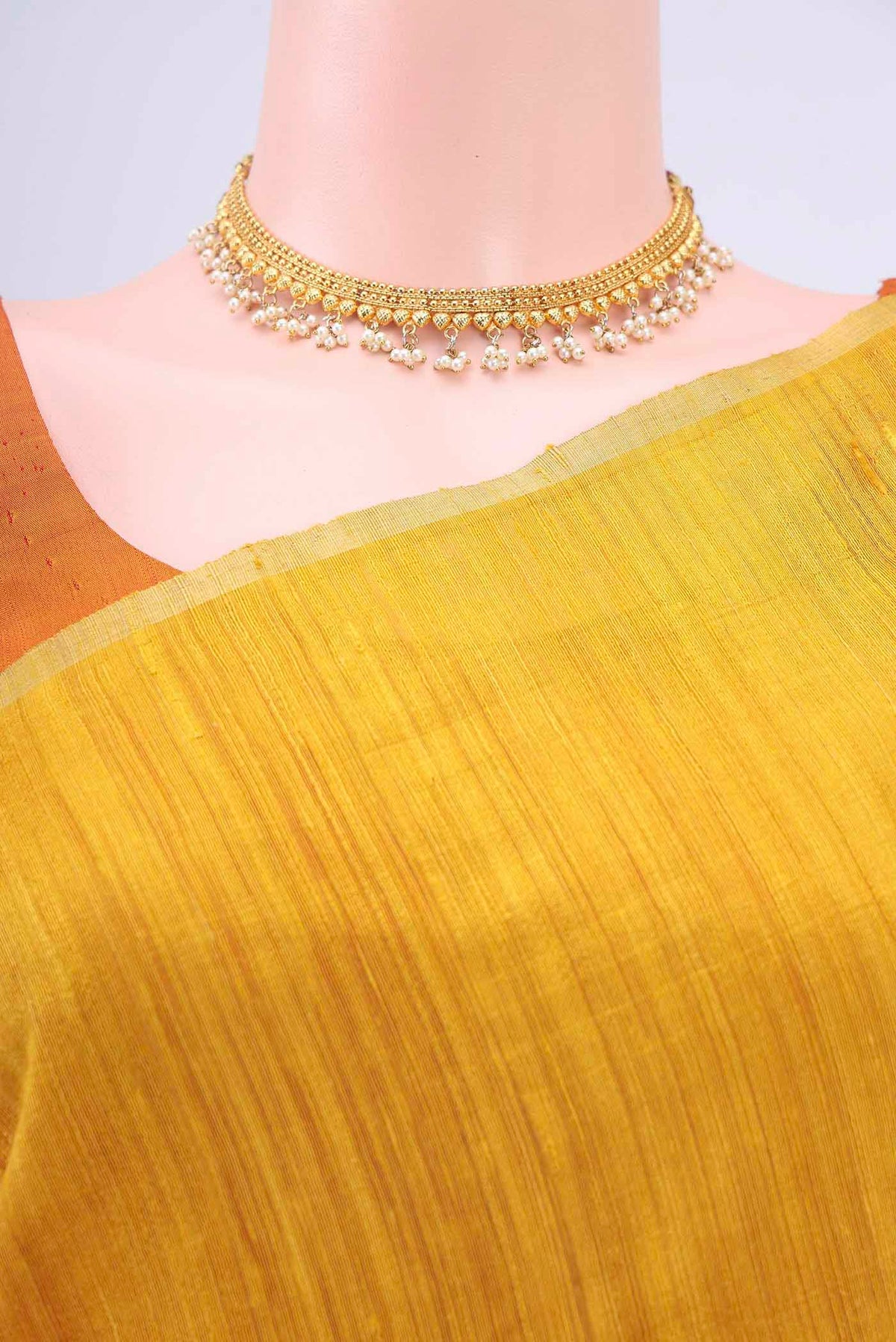 Border image of Yellow Dual Tone Banarasi Raw Silk Saree with Zari Butta on the body and Zari Border