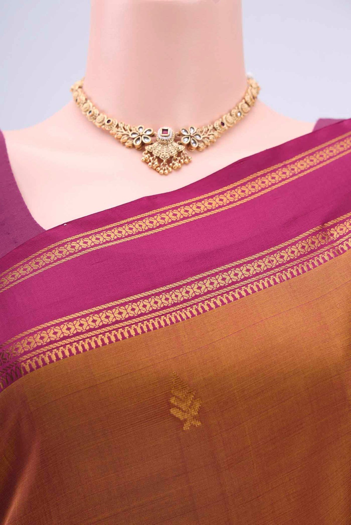 Border image of Mustard Uppada Silk Saree with Zari Butta on the body and Zari Border
