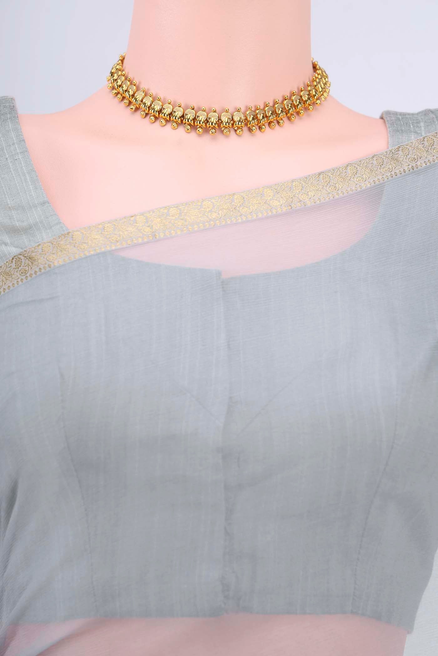 Border image of Grey Mysore Chiffon Saree with Ombre design on the body and Zari Border