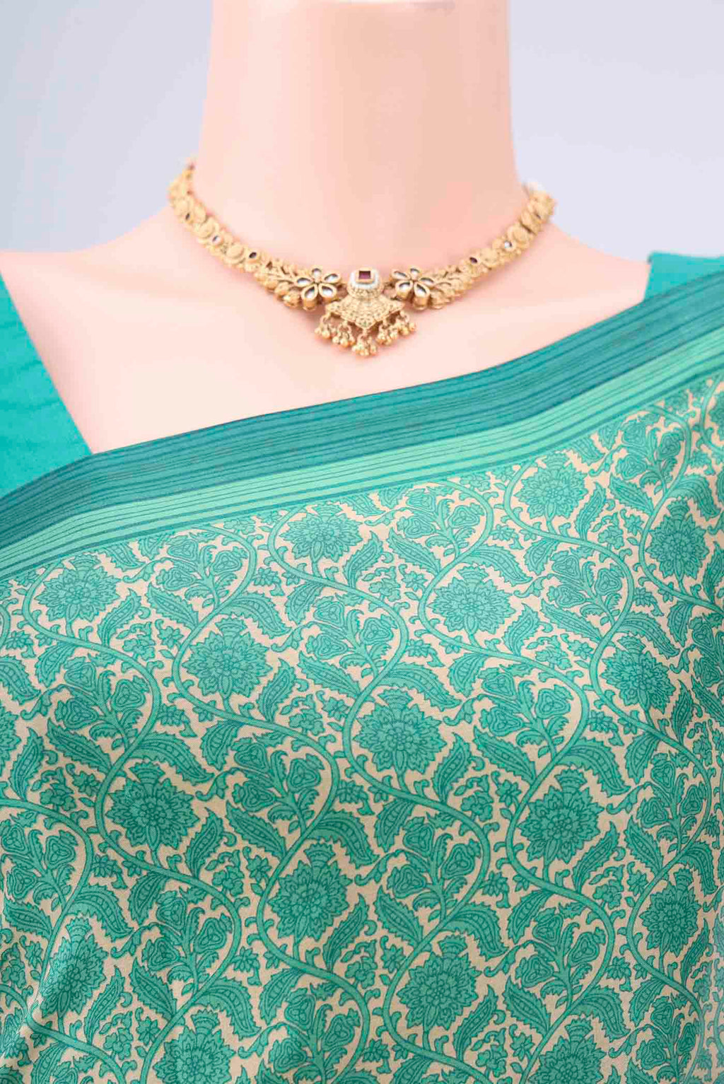 Border image of Beige Printed Silk Saree with Floral Print on the body and Printed Border. 