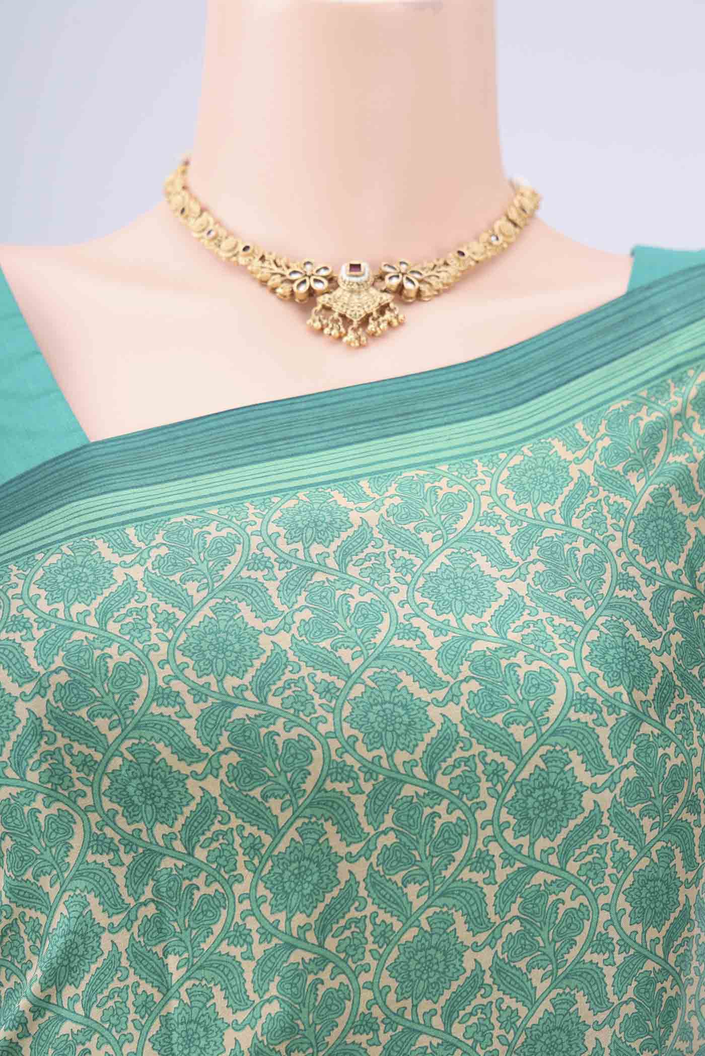 Border image of Beige Printed Silk Saree with Floral Print on the body and Printed Border. 