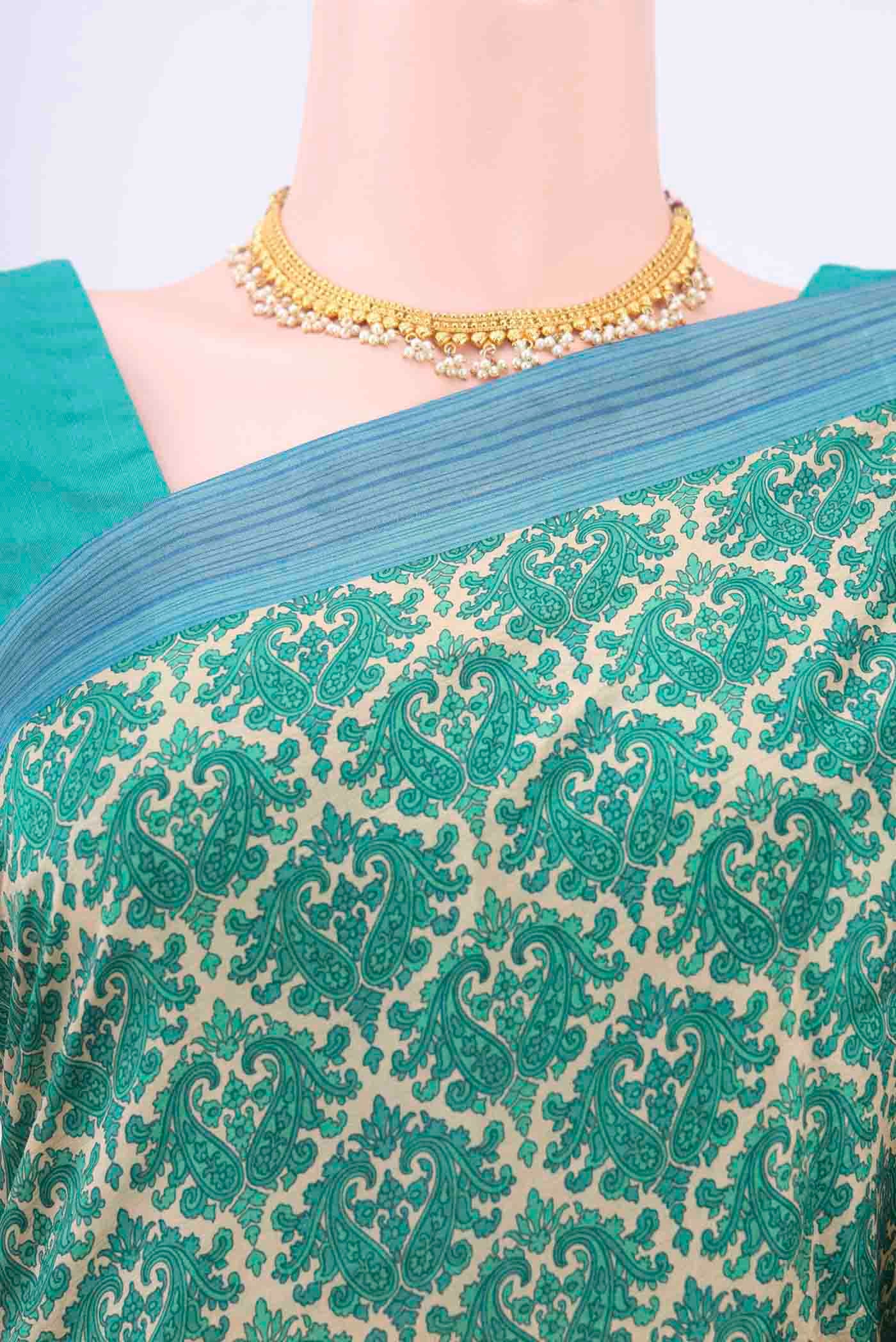 Border image of Cream Printed Silk Saree with Printed design on the body and Printed Border