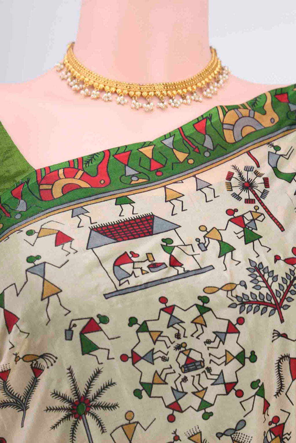 Border image of Cream Dual Tone Printed Silk Saree with Printed design on the body and Printed Border