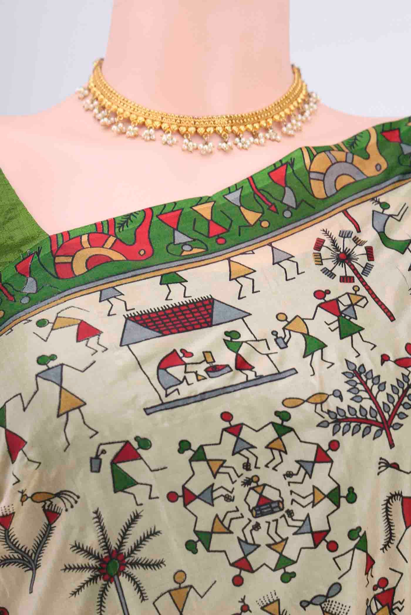 Border image of Cream Dual Tone Printed Silk Saree with Printed design on the body and Printed Border