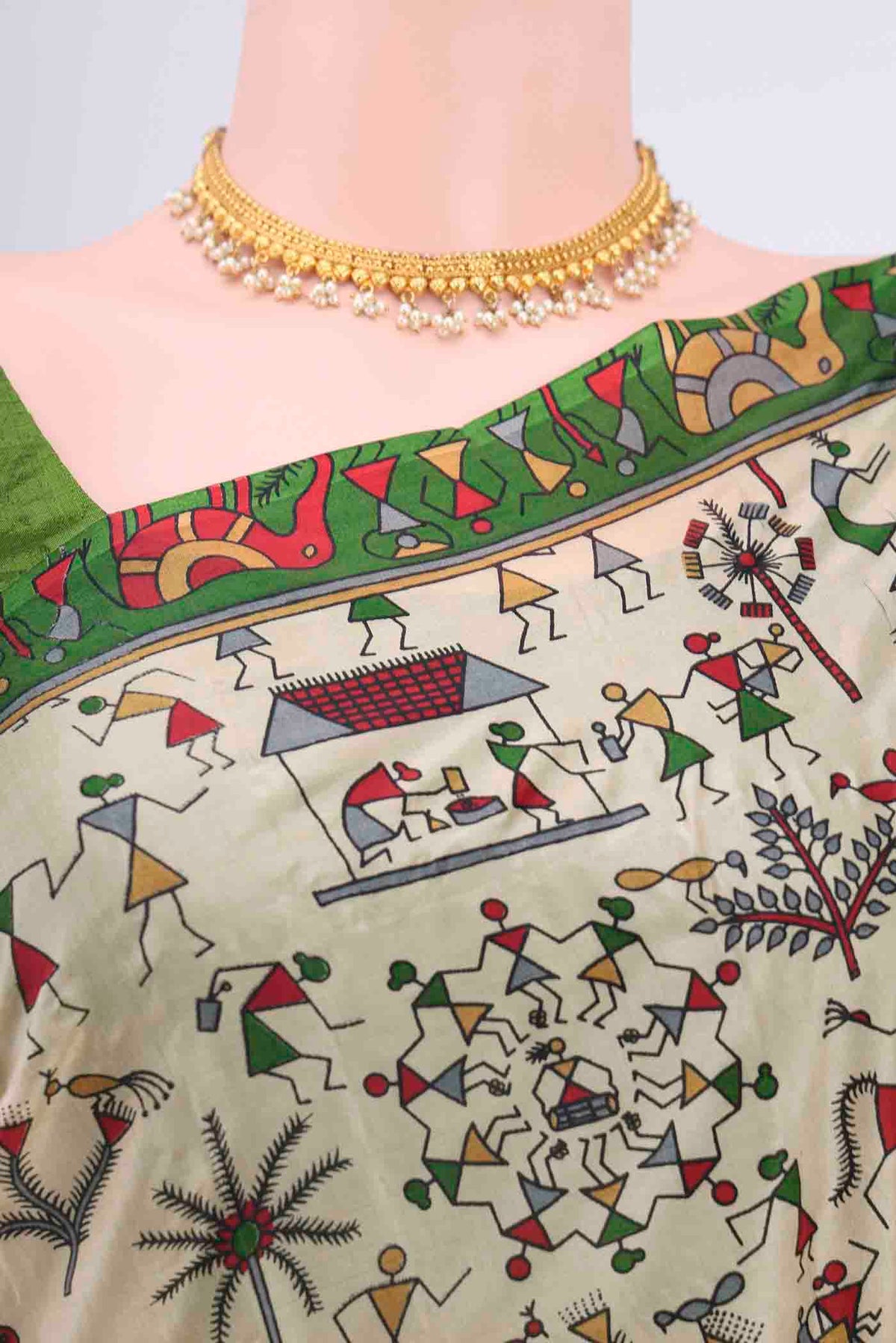 Border image of Cream Dual Tone Printed Silk Saree with Printed design on the body and Printed Border