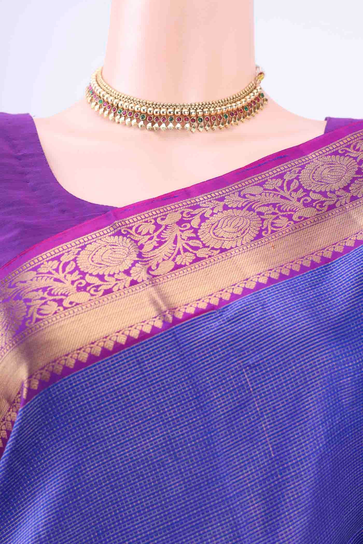 Border image of Purple Soft Silk Saree with Zari Brocade on the body and Zari Border