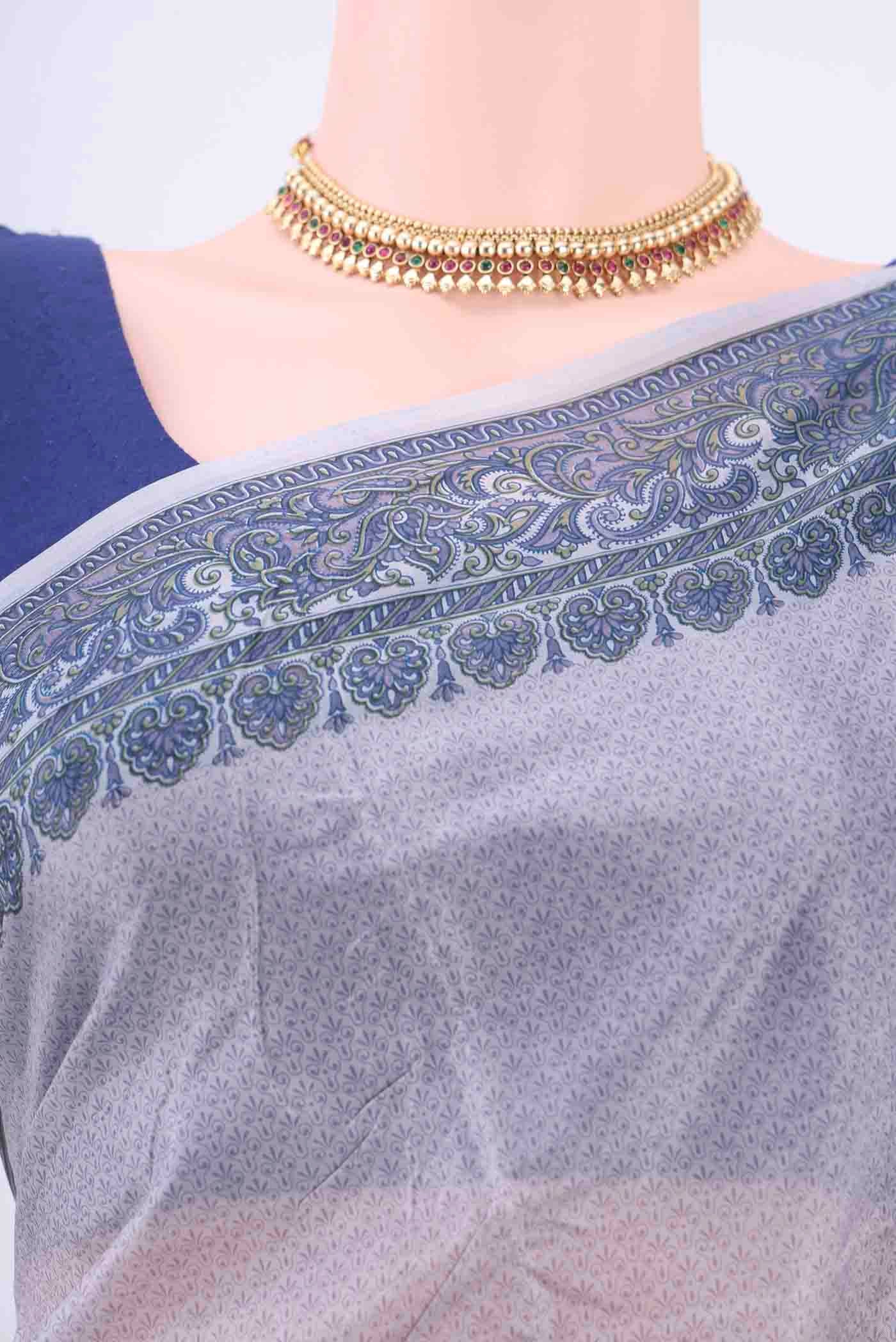 Border image of Mauve Printed Silk Saree with Floral Print on the body and Printed Border