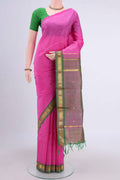 Pink Kanchipuram Silk Saree with Thread Butta on the body and Zari Border displayed on a mannequin