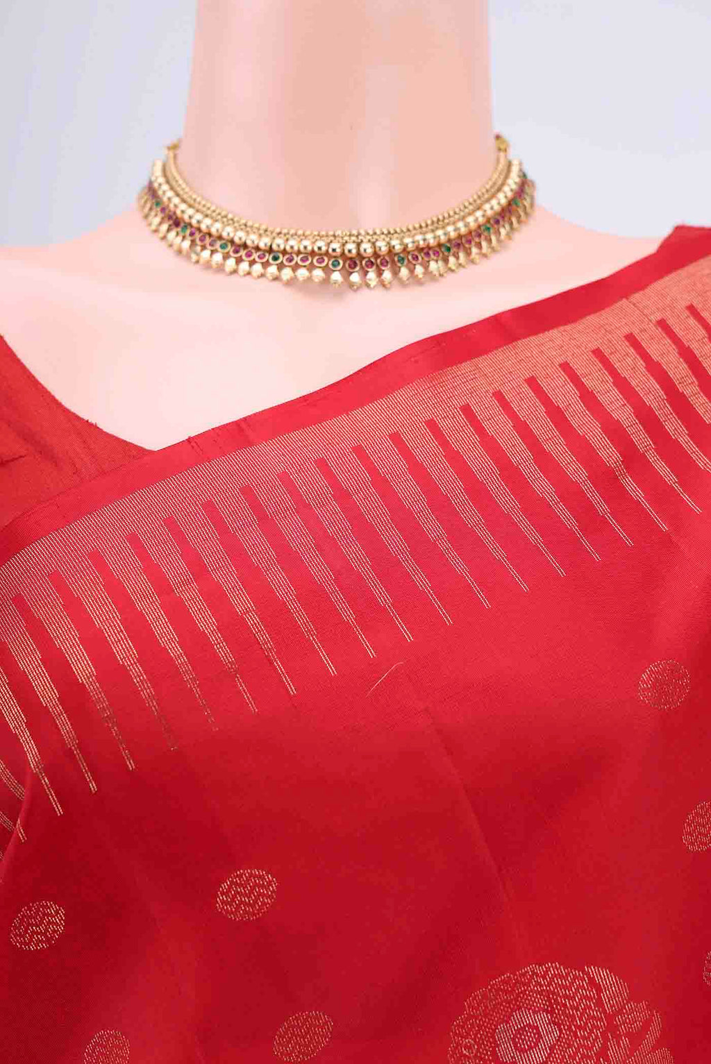 Border image of Red Dual Tone Soft Silk Saree with Zari Butta on the body and Zari Border
