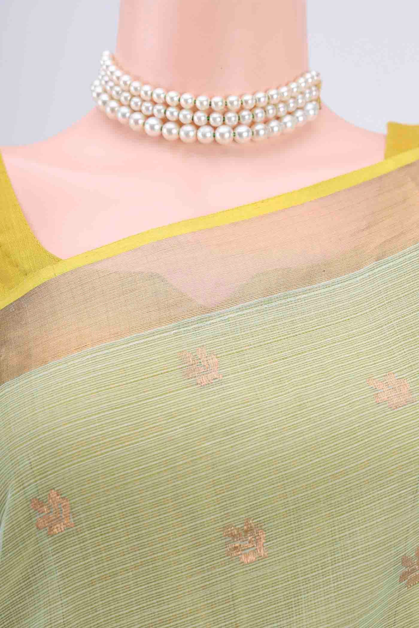 Border image of Pure Silk Pure Zari Mint Green Kota Saree with Zari Butta on the body and Zari Border