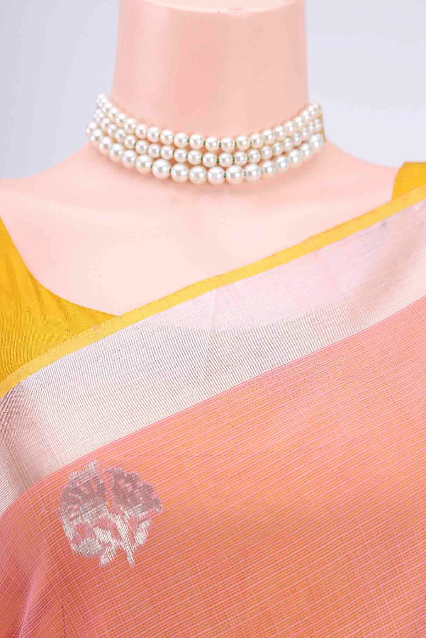 Border image of Pure Silk Pure Zari Rose pink Kota Saree with Zari And Thread Butta on the body and Zari Border