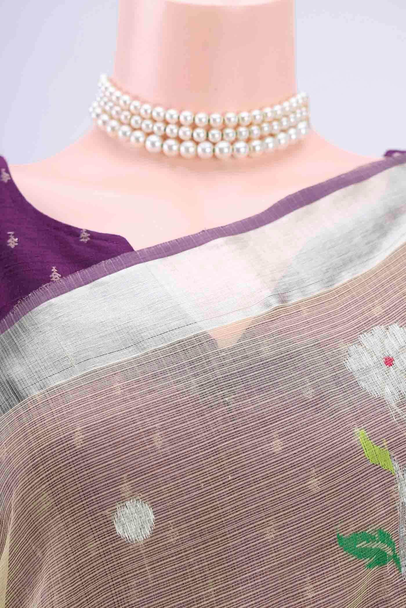 Border image of Pure Silk Pure Zari Lemon Yellow Kota Saree with Zari Butta on the body and Zari Border