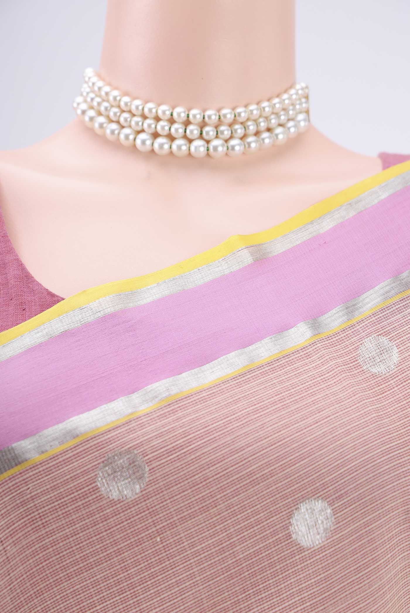 Border image of Pure Silk Pure Zari Cream Kota Saree with Zari Butta on the body and Zari Border. 