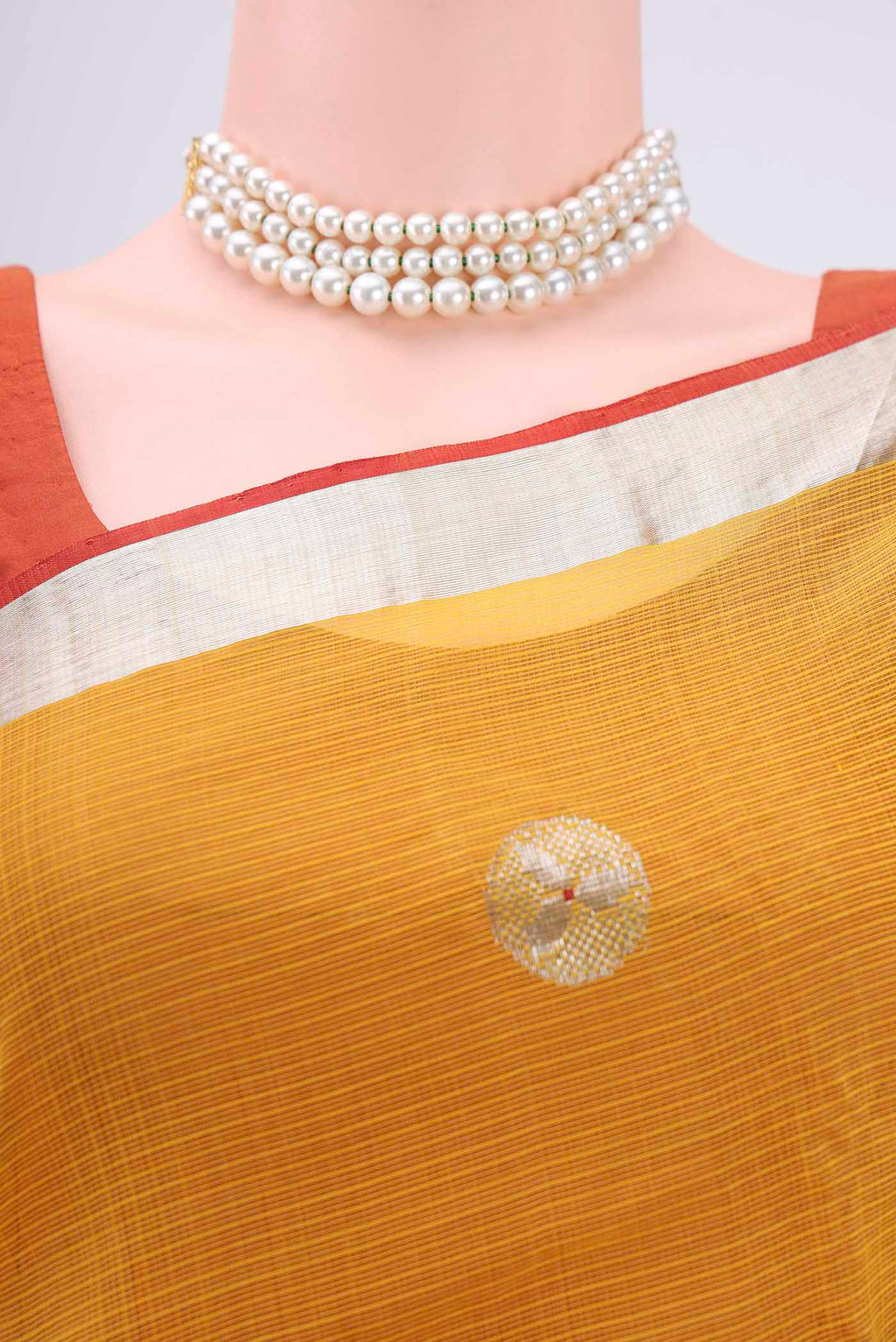 Border image of Pure Silk Pure Zari Cream Kota Saree with Zari Butta on the body and Zari Border. 
