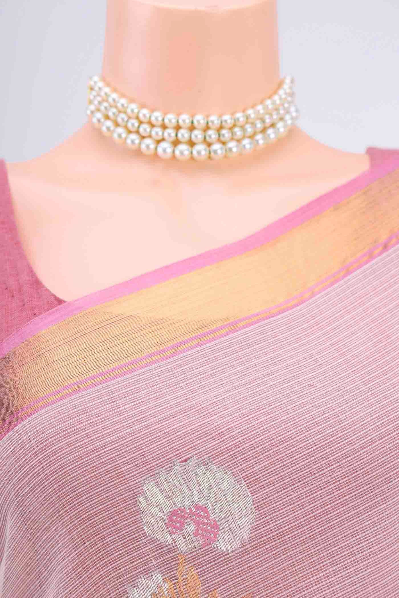 Border image of Pure Silk Pure Zari Off White Kota Saree with Zari And Thread Butta on the body and Zari Border