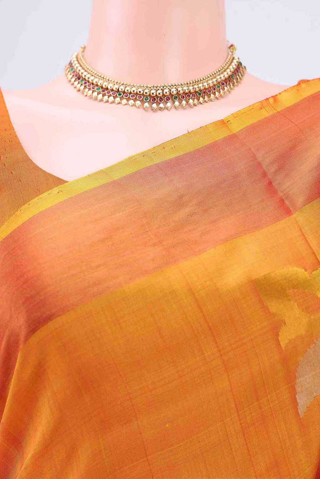 Border image of Yellow Uppada Silk Saree with Zari Butta on the body and Zari Border. 