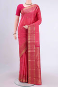 Pink Dual Tone Nangavalli Silk [ Salem ] Saree with Zari Butta on the body and Zari Border displayed on a mannequin