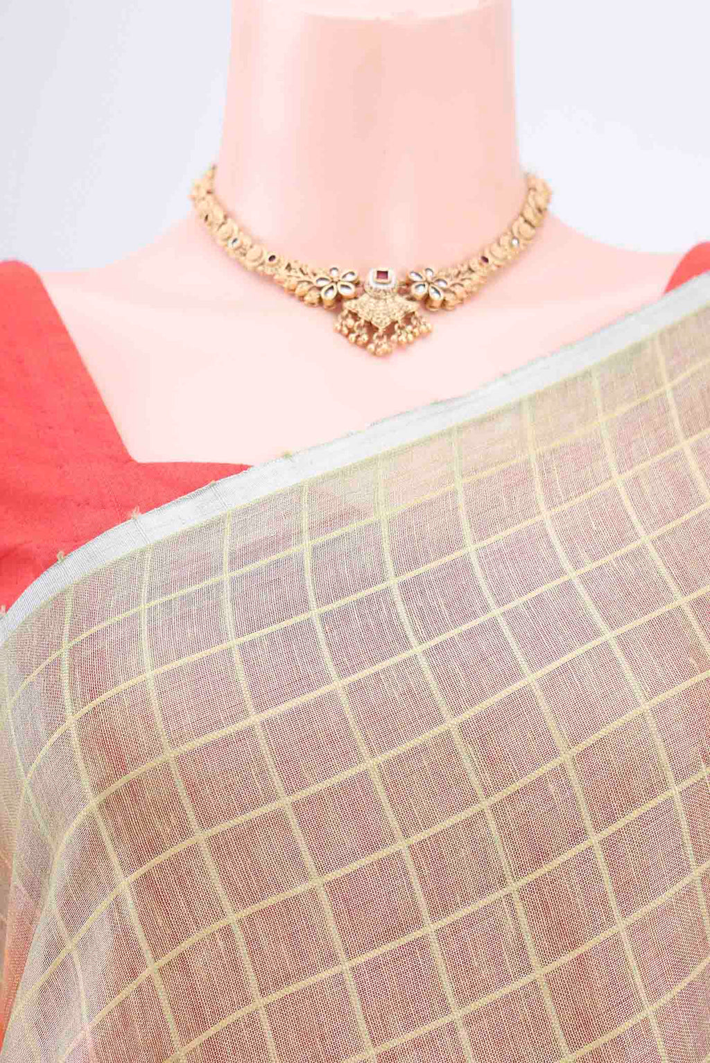 Border image of Mehandi Green Linen Cotton Saree with Floral Print on the body and Zari Border. 