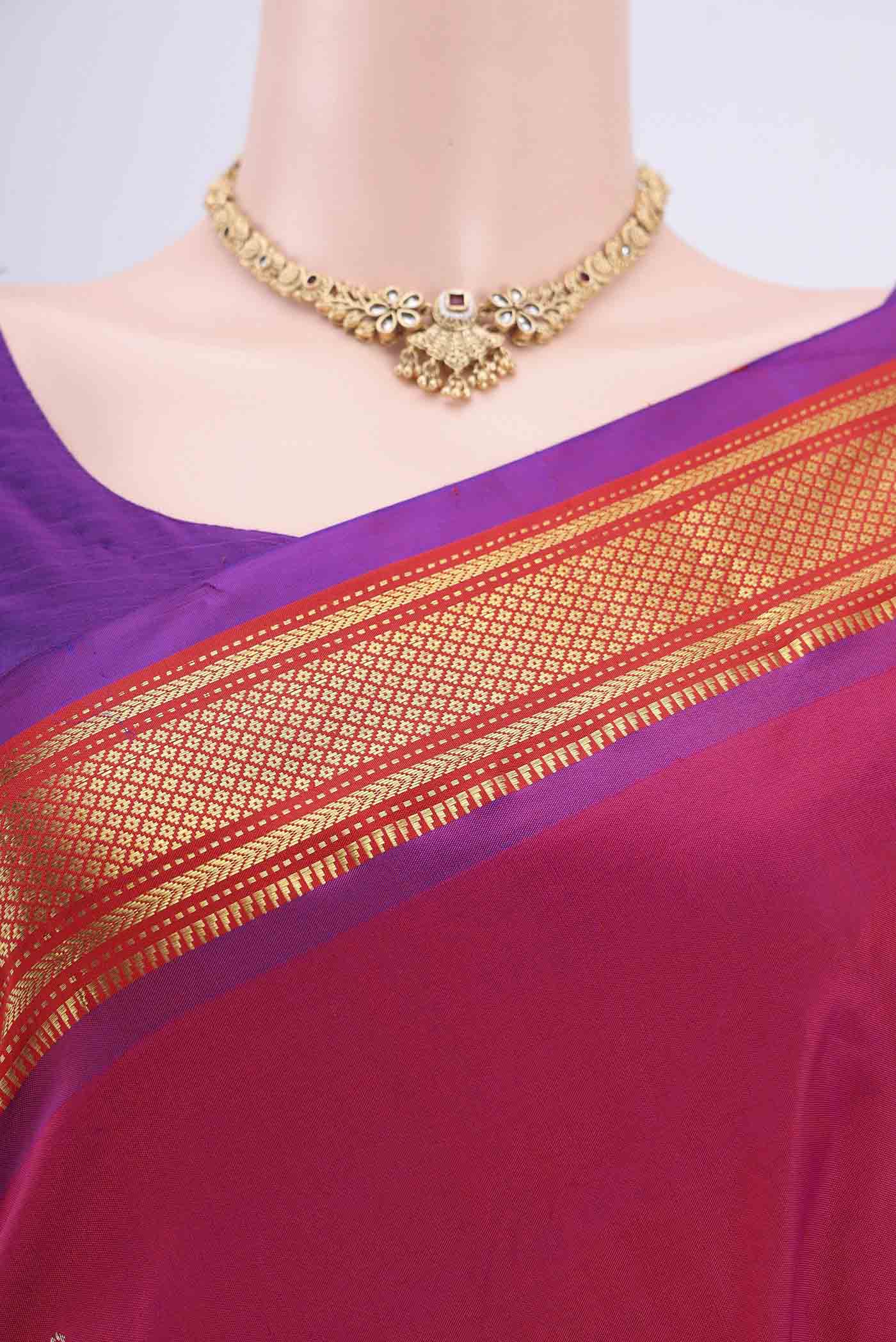 Border image of Pink Soft Silk Saree with Zari Butta on the body and Zari Border. 