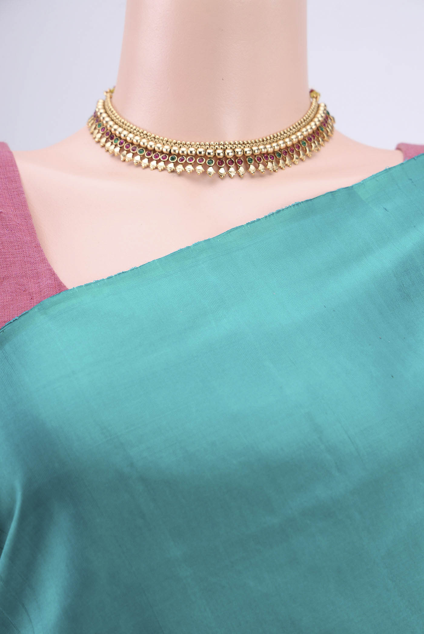Border image of Blue Soft Silk Saree with Zari Butta on the body and Zari Border. 