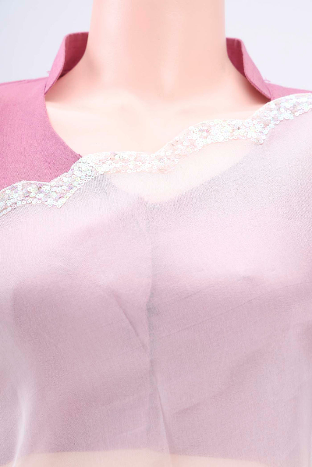 Border image of White Organza Silk Saree with Embroidery on the body and Embroidery Border. 