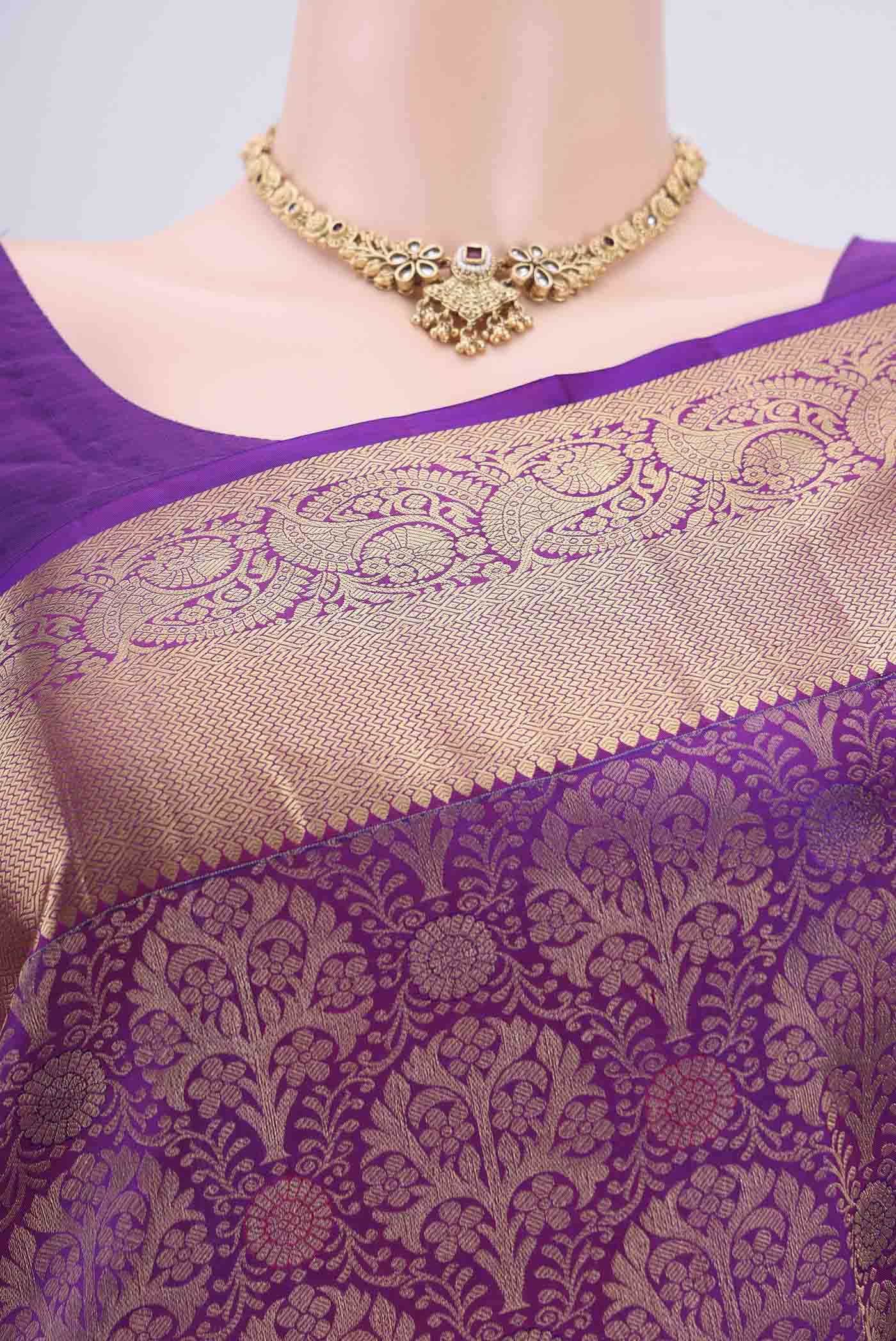 Border image of Purple Dual Tone Soft Silk Saree with Zari Brocade on the body and Zari Border. 