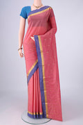 Pink Blended Bangalore Silk Saree with Zari Butta on the body and Zari Border.  displayed on a mannequin