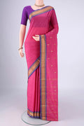Pink Blended Bangalore Silk Saree with Zari Butta on the body and Zari Border.  displayed on a mannequin