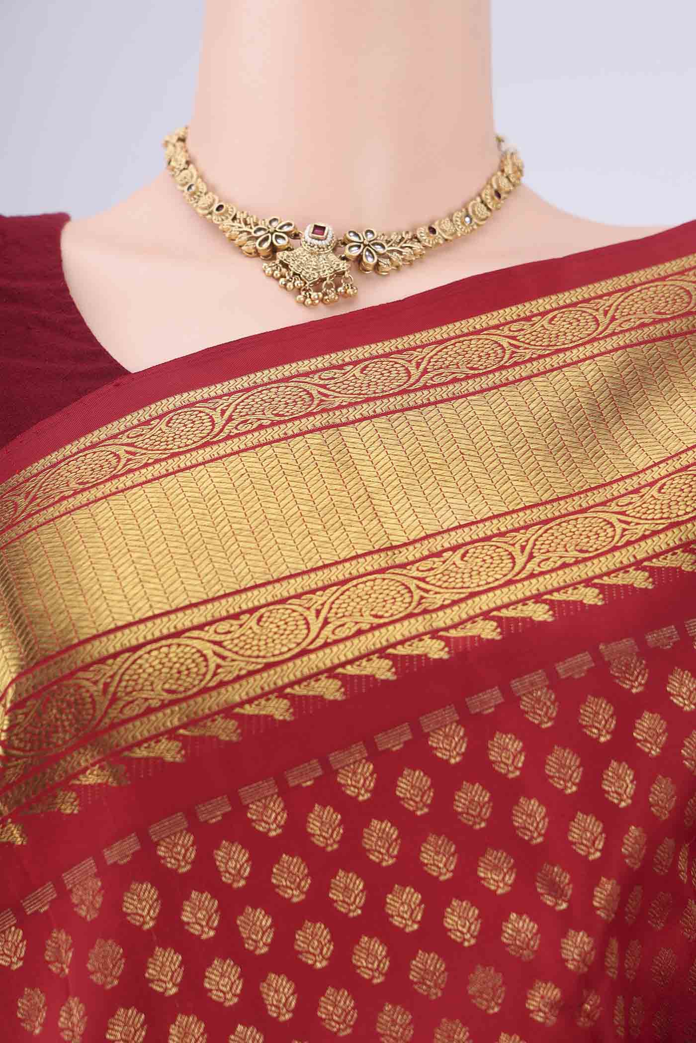 Border image of Pure Silk Pure Zari Red Kanjivaram Saree with Zari Brocade on the body and Zari Border. 
