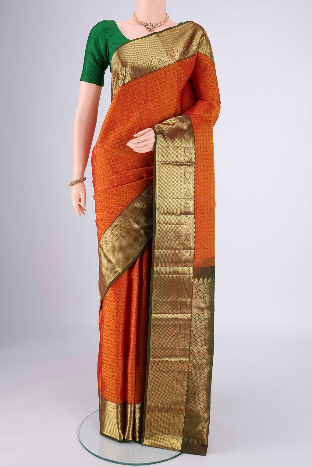 Rust Kanjivaram Silk Saree