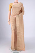 Sandal Mysore Crepe Saree with Zari Brocade on the body and Zari Border.  displayed on a mannequin