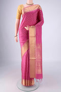 Pink Soft Silk Saree with Jacquard With Zari Butta on the body and Zari Border.  displayed on a mannequin