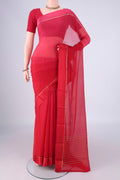 Multi Color Mysore Chiffon Saree with Geometric Print on the body and Plain Border.  displayed on a mannequin
