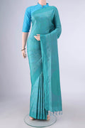 Pure Silk Multi Color Soft Saree with Jacquard design on the body and Thread Border.  displayed on a mannequin