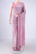 Lavender Soft Silk Saree with Jacquard design on the body and Thread Border.  displayed on a mannequin
