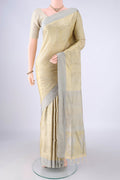 Beige Dual Tone Soft Silk Saree with Jacquard design on the body and Thread Border.  displayed on a mannequin