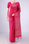 Pure Silk Rani Pink Soft Silk Saree with Thread Butta on the body and Plain Border.  displayed on a mannequin