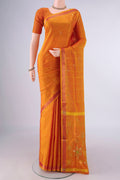 Pure Silk Yellow Uppada Saree with Zari Butta on the body and Zari Border.  displayed on a mannequin