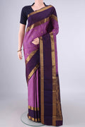Pure Silk Light Magenta Kanjivaram Saree with Zari Butta on the body and Zari Border.  displayed on a mannequin
