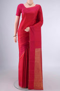 Pure Silk Dark Pink Kanjivaram Saree with Jacquard design on the body and Zari Border.  displayed on a mannequin