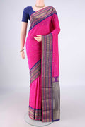Pink Blended Bangalore Silk Saree with Zari Butta on the body and Zari Border.  displayed on a mannequin