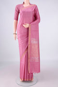 Pink MP Tussar Saree with Plain Body and Plain Border.  displayed on a mannequin