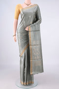 Davys Grey MP Tussar Saree with Zari Butta on the body and Zari Border.  displayed on a mannequin