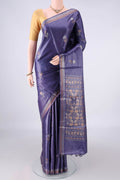 Blue Grey MP Tussar Saree with Zari Butta on the body and Zari Border.  displayed on a mannequin
