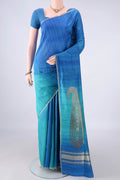 Multi Color Banarasi Tussar Saree with Ombre design on the body and Zari Border.  displayed on a mannequin