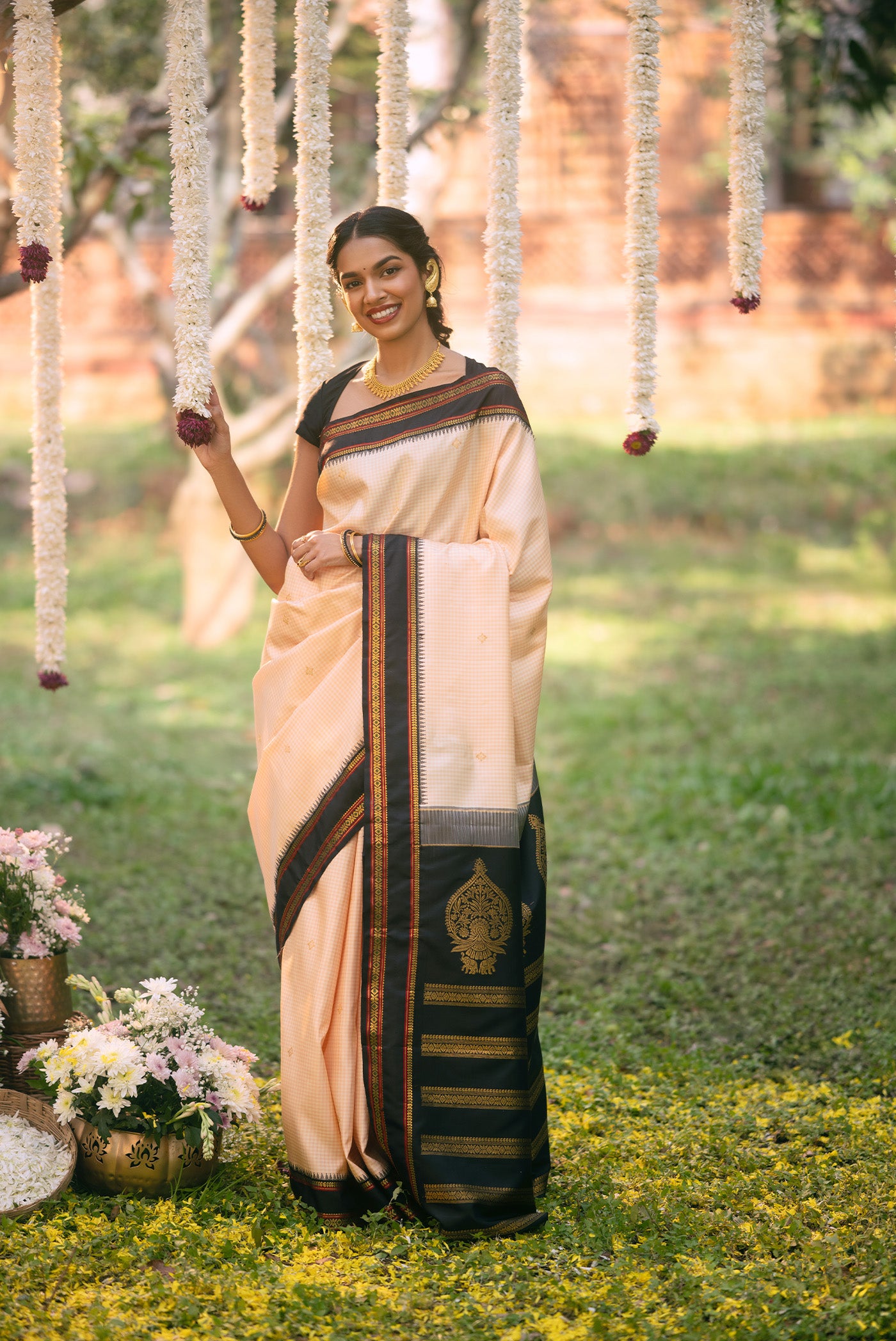 Malar - Cream Kanchipuram Silk Saree