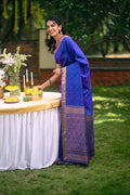 Kolam - Blue Kanchipuram Silk Saree